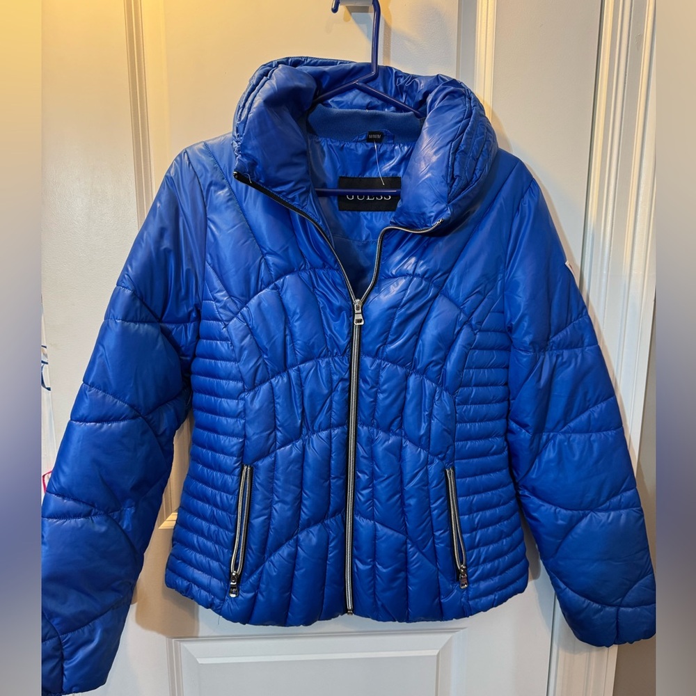 Guess Royal Blue Quilted Puffer Jacket